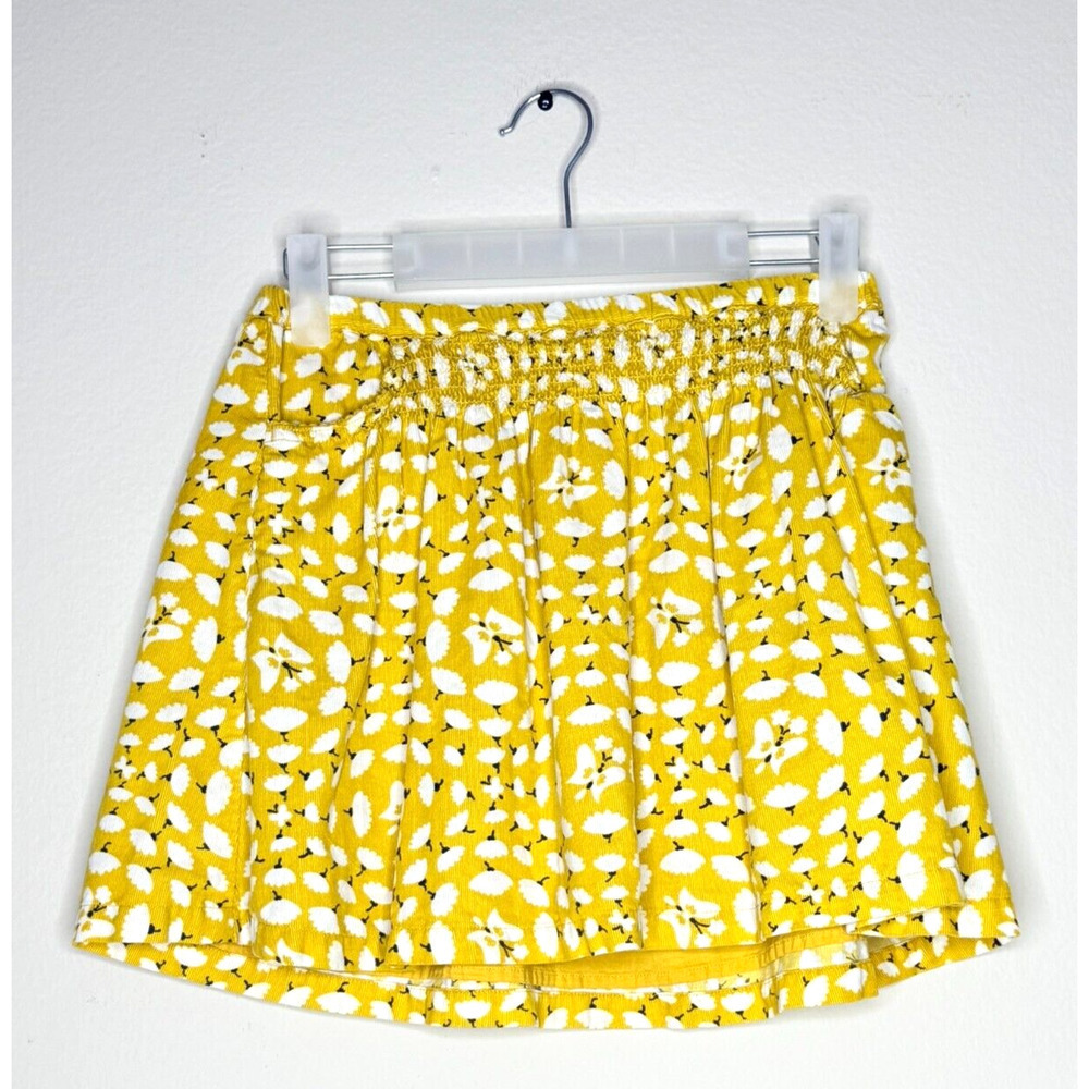 Mini Boden Size 7-8 Pull-on Floral Skirt Chicks Appliqué Yellow White Girls